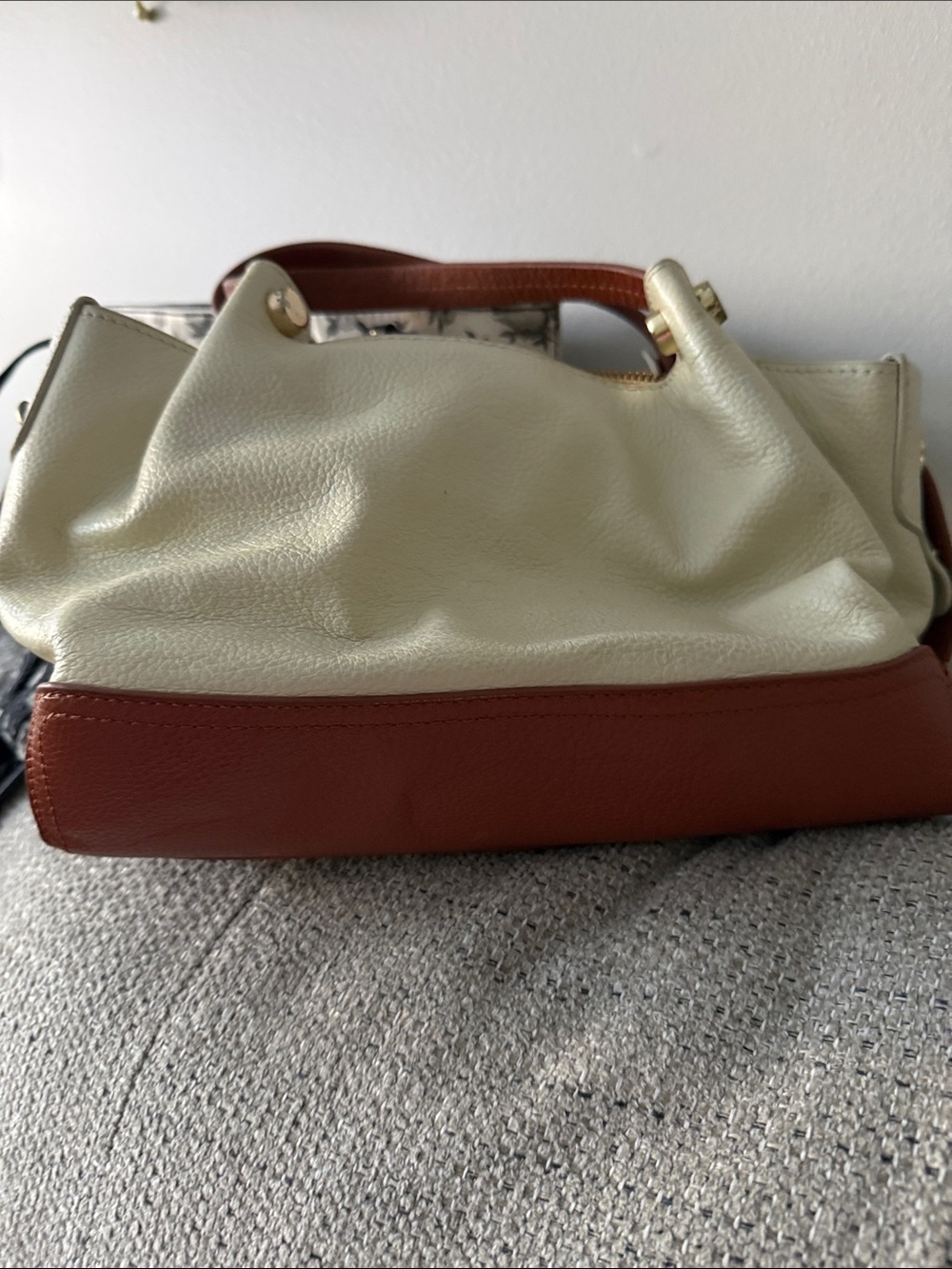 Zenith Two-Tone Cream and Brown Shoulder Bag